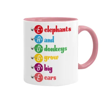 Elephants And Donkeys Grow Big Ears, Mug colored pink, ceramic, 330ml
