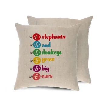 Elephants And Donkeys Grow Big Ears, Μαξιλάρι καναπέ ΛΙΝΟ 40x40cm περιέχεται το  γέμισμα