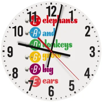 Elephants And Donkeys Grow Big Ears, Ρολόι τοίχου ξύλινο (30cm)