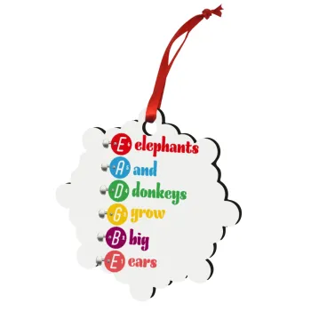 Elephants And Donkeys Grow Big Ears, Christmas ornament snowflake wooden 7.5cm