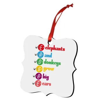 Elephants And Donkeys Grow Big Ears, Christmas ornament polygon wooden 7.5cm