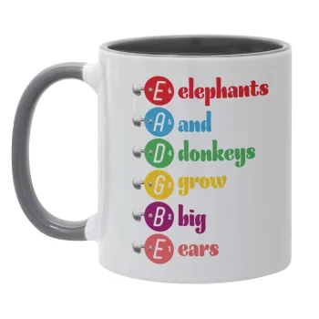 Elephants And Donkeys Grow Big Ears, Κούπα χρωματιστή γκρι, κεραμική, 330ml