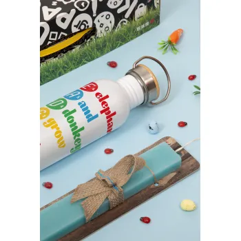 Elephants And Donkeys Grow Big Ears, Πασχαλινή Λαμπάδα με παγούρι μεταλλικό (620ml, stainless steel) & κερί αρωματικό πλακέ (30cm) (ΤΙΡΚΟΥΑΖ)