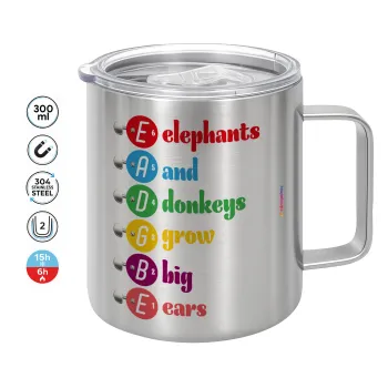 Elephants And Donkeys Grow Big Ears, Mug Stainless steel double wall 300ml