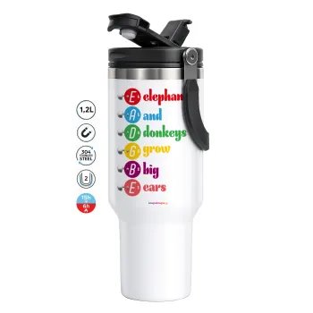 Elephants And Donkeys Grow Big Ears, Mega Stainless steel Tumbler with lid, double wall 1,2L
