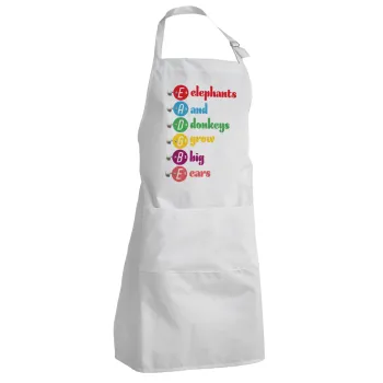 Elephants And Donkeys Grow Big Ears, Adult Chef Apron (with sliders and 2 pockets)