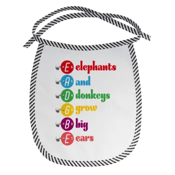 Elephants And Donkeys Grow Big Ears, Σαλιάρα μωρού αλέκιαστη με κορδόνι Μαύρη