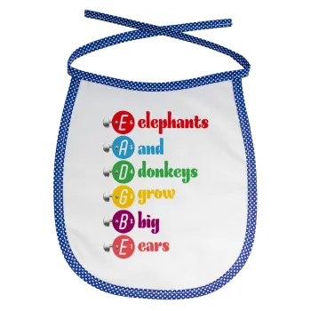 Elephants And Donkeys Grow Big Ears, Σαλιάρα μωρού αλέκιαστη με κορδόνι Μπλε