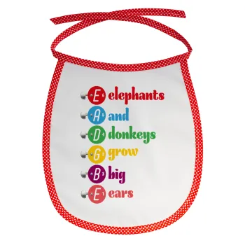 Elephants And Donkeys Grow Big Ears, Σαλιάρα μωρού αλέκιαστη με κορδόνι Κόκκινη