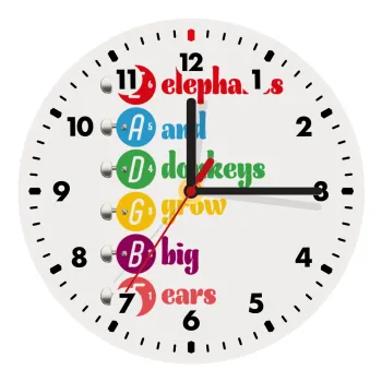 Elephants And Donkeys Grow Big Ears, Ρολόι τοίχου ξύλινο (20cm)
