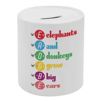 Elephants And Donkeys Grow Big Ears, Κουμπαράς πορσελάνης με τάπα