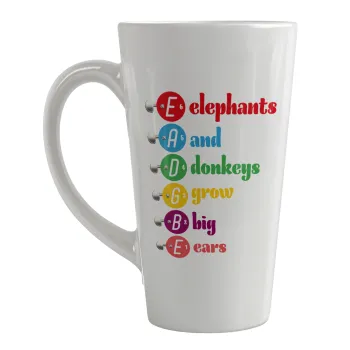 Elephants And Donkeys Grow Big Ears, Κούπα κωνική Latte Μεγάλη, κεραμική, 450ml
