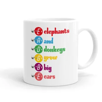 Elephants And Donkeys Grow Big Ears, Ceramic coffee mug, 330ml