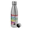 Metallic water bottle, stainless steel, 750ml