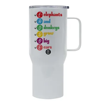 Elephants And Donkeys Grow Big Ears, Tumbler με καπάκι, διπλού τοιχώματος (θερμό) 750L