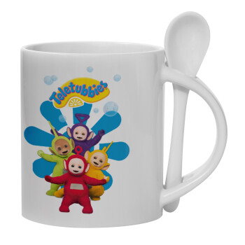 teletubbies, Ceramic coffee mug with Spoon, 330ml (1pcs)
