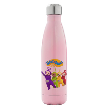 teletubbies Tinky-Winky, Dipsy, Laa Laa and Po, Metal mug thermos Pink Iridiscent (Stainless steel), double wall, 500ml
