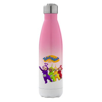 teletubbies Tinky-Winky, Dipsy, Laa Laa and Po, Metal mug thermos Pink/White (Stainless steel), double wall, 500ml