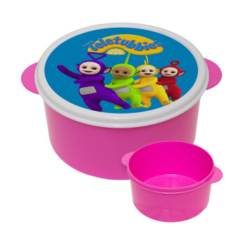 teletubbies Tinky-Winky, Dipsy, Laa Laa and Po, ΡΟΖ παιδικό δοχείο φαγητού (lunchbox) πλαστικό (BPA-FREE) Lunch Βox M16 x Π16 x Υ8cm