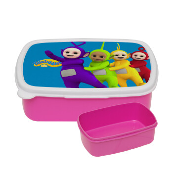 teletubbies Tinky-Winky, Dipsy, Laa Laa and Po, ΡΟΖ παιδικό δοχείο φαγητού (lunchbox) πλαστικό (BPA-FREE) Lunch Βox M18 x Π13 x Υ6cm