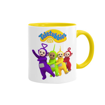 teletubbies Tinky-Winky, Dipsy, Laa Laa and Po, Mug colored yellow, ceramic, 330ml
