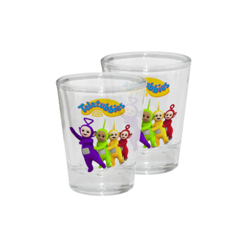 teletubbies Tinky-Winky, Dipsy, Laa Laa and Po, Σφηνοπότηρα γυάλινα 45ml διάφανα (2 τεμάχια)