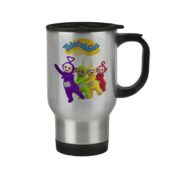 teletubbies Tinky-Winky, Dipsy, Laa Laa and Po, Stainless steel travel mug with lid, double wall 450ml