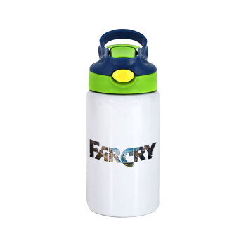 Farcry, Children's hot water bottle, stainless steel, with safety straw, green, blue (350ml)