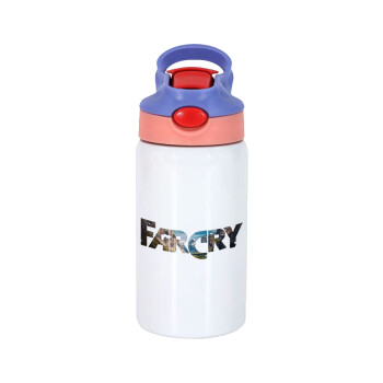 Farcry, Children's hot water bottle, stainless steel, with safety straw, pink/purple (350ml)