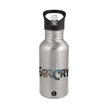 Farcry, Water bottle Silver with straw, stainless steel 500ml