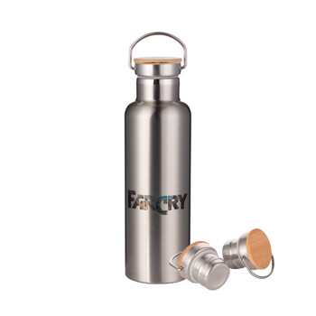 Farcry, Stainless steel Silver with wooden lid (bamboo), double wall, 750ml