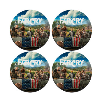 Farcry, SET of 4 round wooden coasters (9cm)