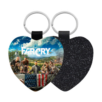 Farcry, Μπρελόκ PU δερμάτινο glitter καρδιά ΜΑΥΡΟ