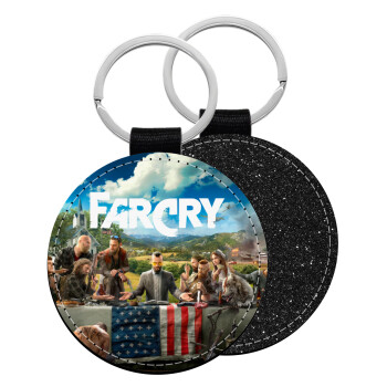 Farcry, Μπρελόκ Δερματίνη, στρογγυλό ΜΑΥΡΟ (5cm)