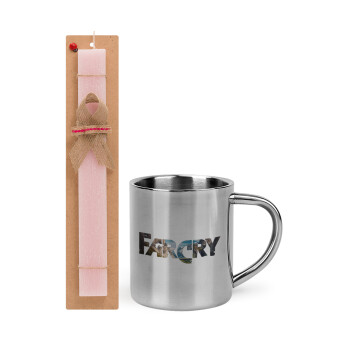 Farcry, Πασχαλινό Σετ, μεταλλική κούπα θερμό (300ml) & πασχαλινή λαμπάδα αρωματική πλακέ (30cm) (ΡΟΖ)