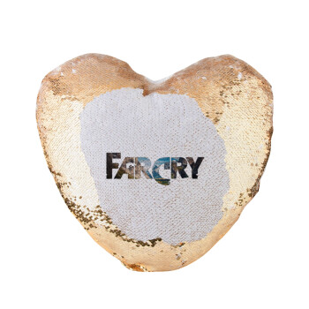 Farcry, Μαξιλάρι καναπέ καρδιά Μαγικό Χρυσό με πούλιες 40x40cm περιέχεται το  γέμισμα