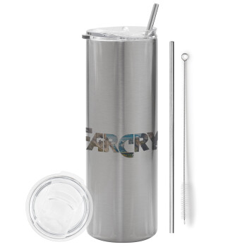 Farcry, Tumbler stainless steel Silver 600ml, with metal straw & cleaning brush