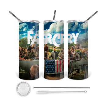 Farcry, 360 Eco friendly ποτήρι θερμό (tumbler) από ανοξείδωτο ατσάλι 600ml, με μεταλλικό καλαμάκι & βούρτσα καθαρισμού