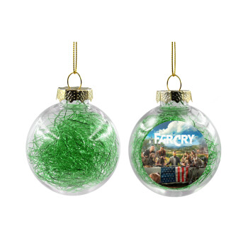 Farcry, Transparent Christmas tree ball ornament with green filling 8cm