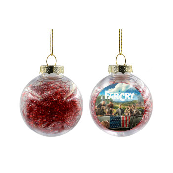 Farcry, Χριστουγεννιάτικη μπάλα δένδρου διάφανη με κόκκινο γέμισμα 8cm