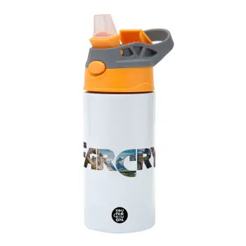 Farcry, Children's hot water bottle, stainless steel, with safety straw, Orange/Grey (360ml) BPA-FREE