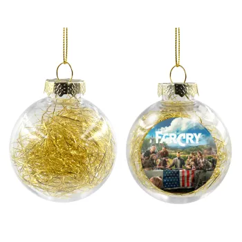 Farcry, Στολίδι Χριστουγεννιάτικη μπάλα δένδρου διάφανη με χρυσό γέμισμα 8cm