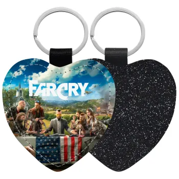 Farcry, Μπρελόκ PU δερμάτινο glitter καρδιά ΜΑΥΡΟ
