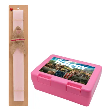Farcry, Easter Set, children's snack container PINK & scented flat Easter candle (30cm) (PINK)