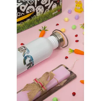 Farcry, Easter Set, SS Metallic water bottle (620ml, stainless steel) & scented flat Easter candle (30cm) (PINK)