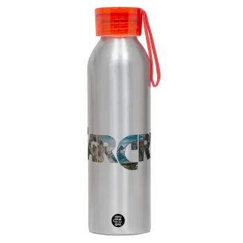 Farcry, Aluminum Sports Bottle 650ml – Silver with Red Cap and Silicone Strap