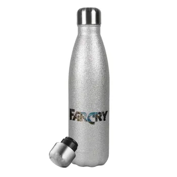 Farcry, Metallic Glitter Silver Thermos Flask (Stainless steel), double-walled, 500ml