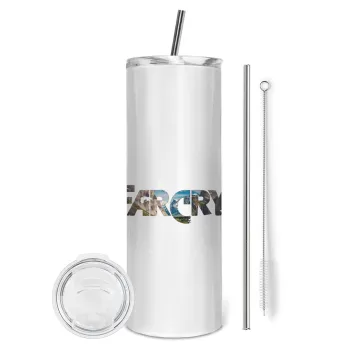 Farcry, Tumbler ποτήρι θερμό από ανοξείδωτο ατσάλι 600ml, με μεταλλικό καλαμάκι & βούρτσα καθαρισμού
