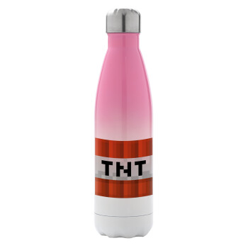 Minecraft TNT, Metal mug thermos Pink/White (Stainless steel), double wall, 500ml