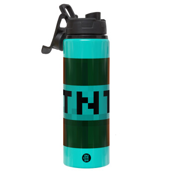 Minecraft TNT, Metallic water bottle with safety lid, 850ml aluminum